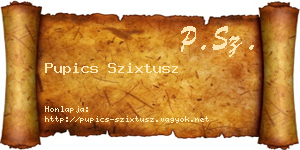 Pupics Szixtusz névjegykártya